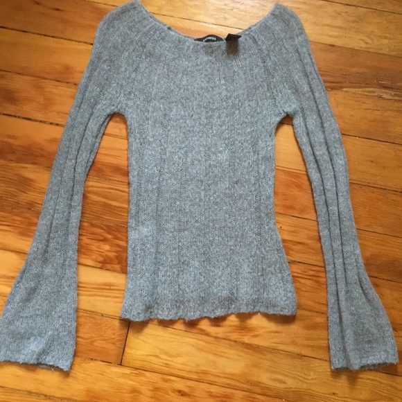 Express Sweaters - Express sheer light grey sweater bell sleeves